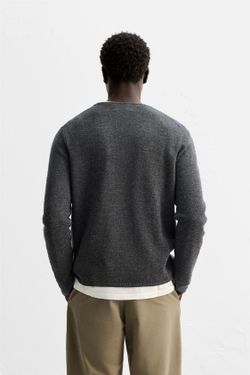 ZARA СВИТЕР ИЗ 100% КАШЕМИРА, СЕРЫЙ МЕЛАНЖ