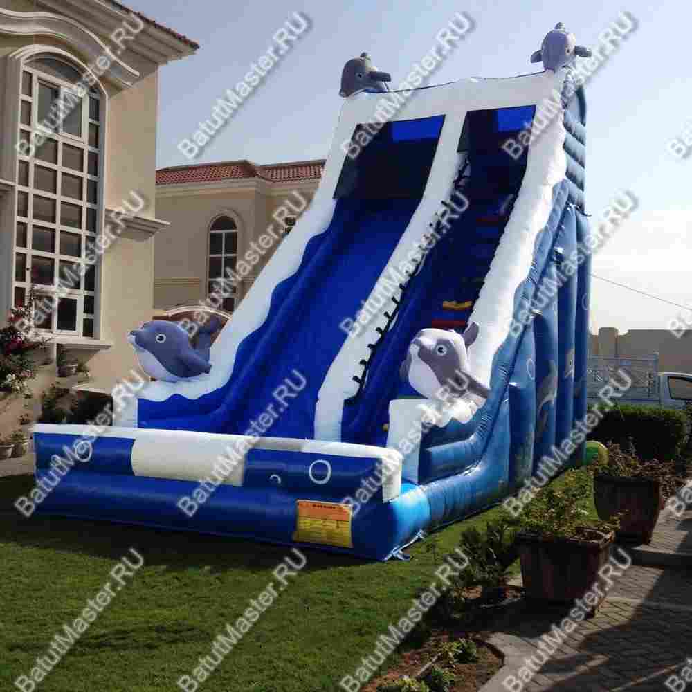 Надувной батут-горка "Путешествие дельфинов", 7,5*4*6 м