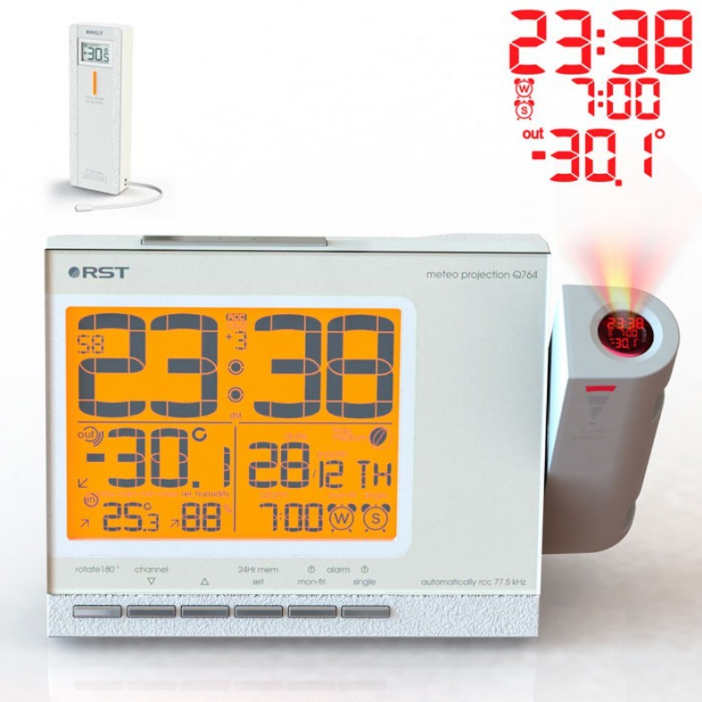 Проекционные часы c радиодатчиком RST meteo projection Q764, слоновая кость