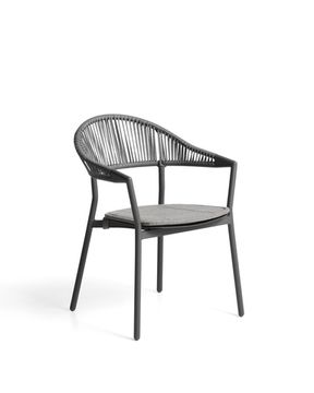 Уличный стул Alimia из графитового алюминия с серой веревкой