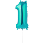Шар фольгированный Цифра 1 40 см (Бирюзовый)