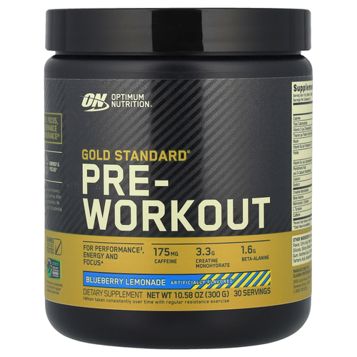 Optimum Nutrition, Gold Standard Pre-Workout, со вкусом голубики и лимонада, 300 г (10,58 унции)
