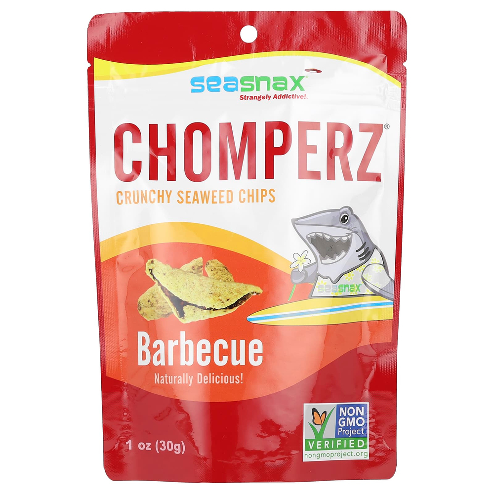 SeaSnax, Chomperz, хрустящие чипсы из морских водорослей, со вкусом барбекю, 1 унция (30 г)