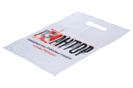 Пакет с прорубной ручкой 30х40см 40мкм белый с логотипом Кантор-Магител