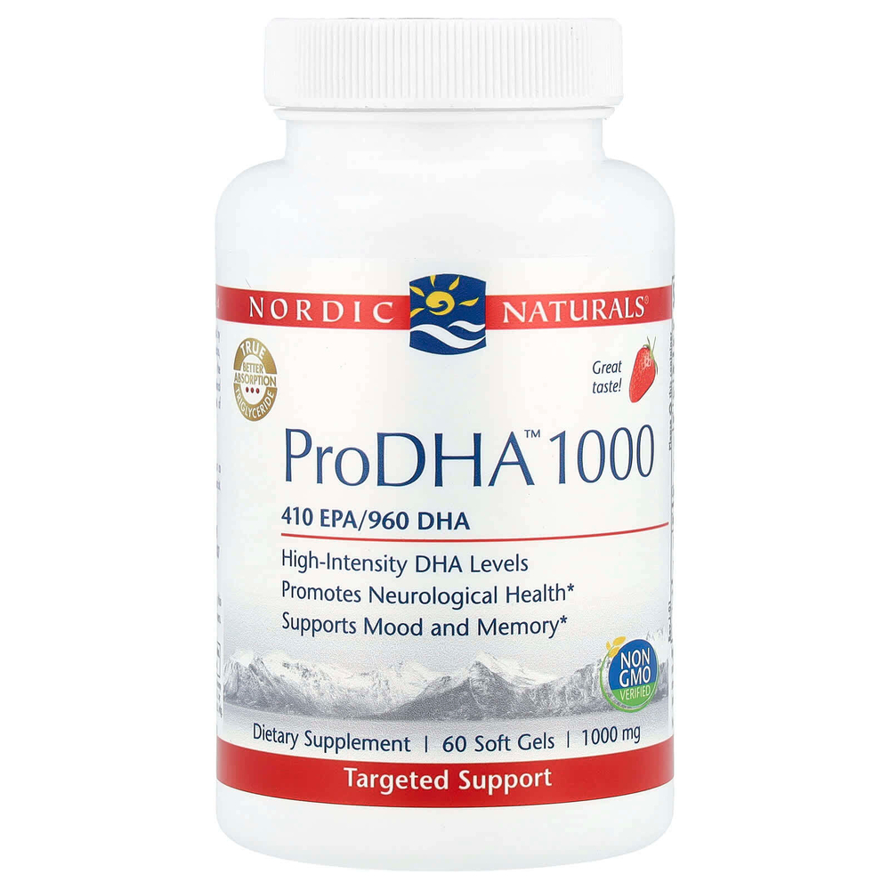 Nordic Naturals, ProDHA™ 1000, с клубникой, 60 капсул
