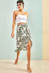 Qadın üçün beli rezinli ətək xaki 30601046