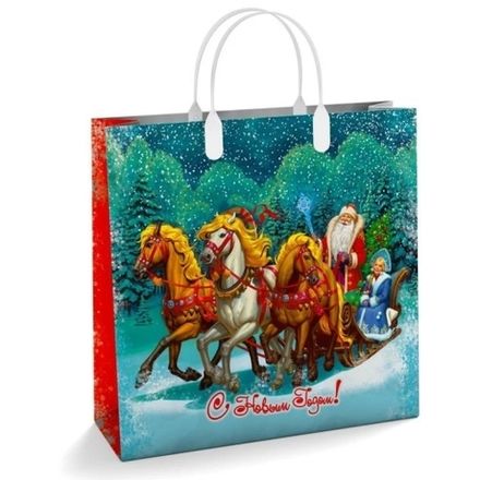 Подарочные пакеты "Везём подарки" 30х30+10см 150мкм (1/10шт)