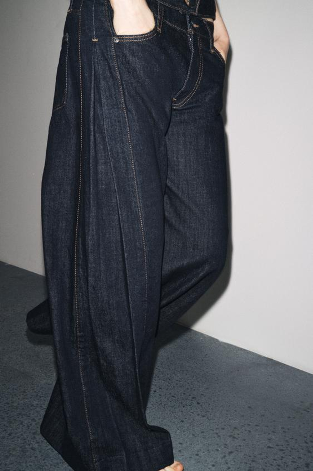 ZARA БРЮКИ БАЛЛОН СО СКЛАДКАМИ ZW COLLECTION, СИНИЙ