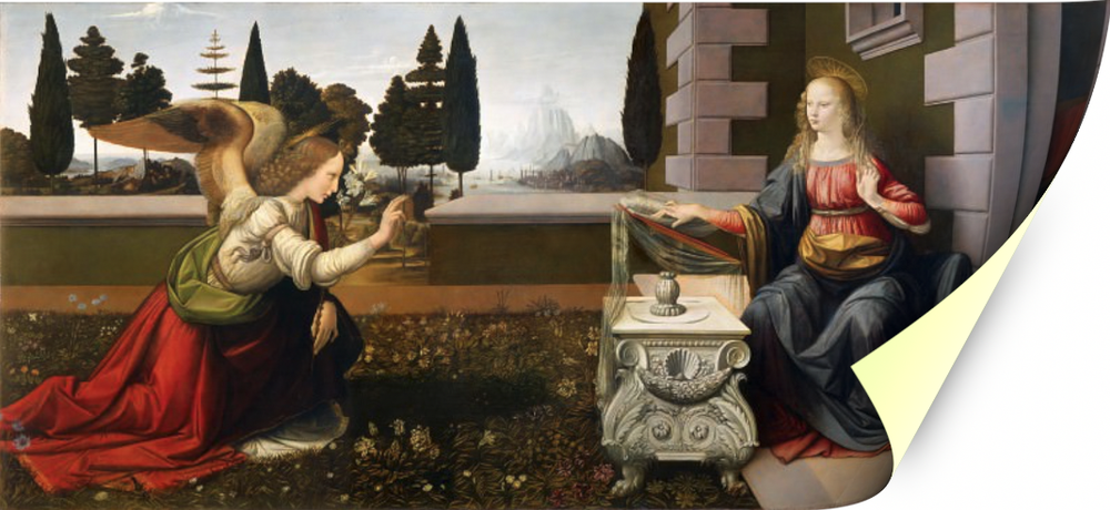 Благовещение, Леонардо да Винчи, картина (репродукция) Настене.рф