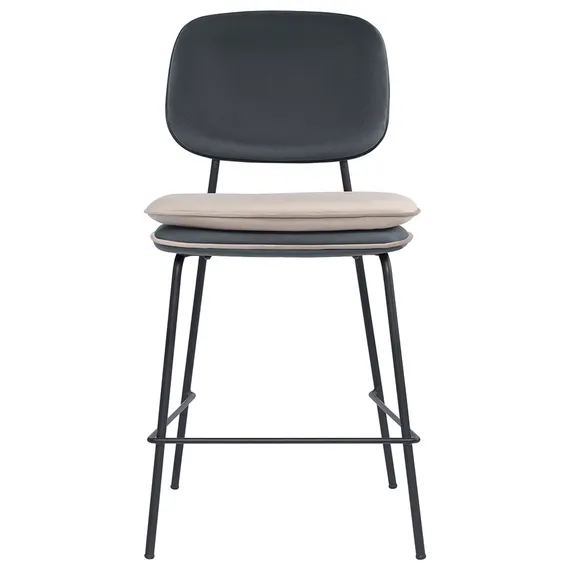 Полубарный стул Pea, темно-серый/бежевый велюр с контрастным кантом