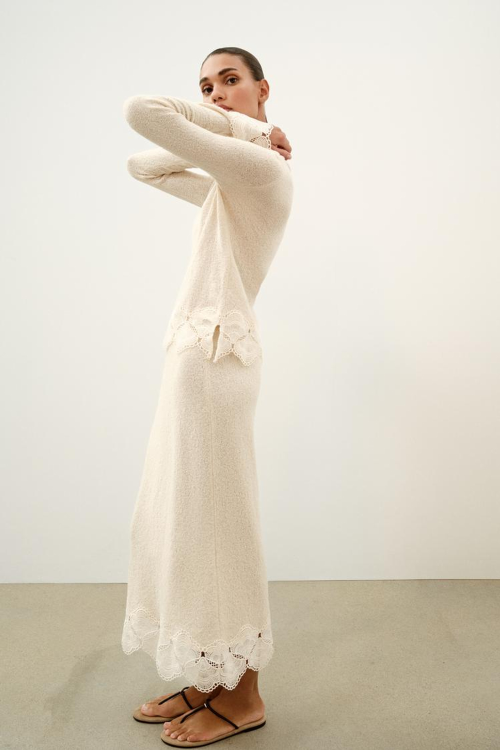 ZARA ТОП В СТИЛЕ РУСТИК КРОШЕ, ПЕСОЧНЫЙ