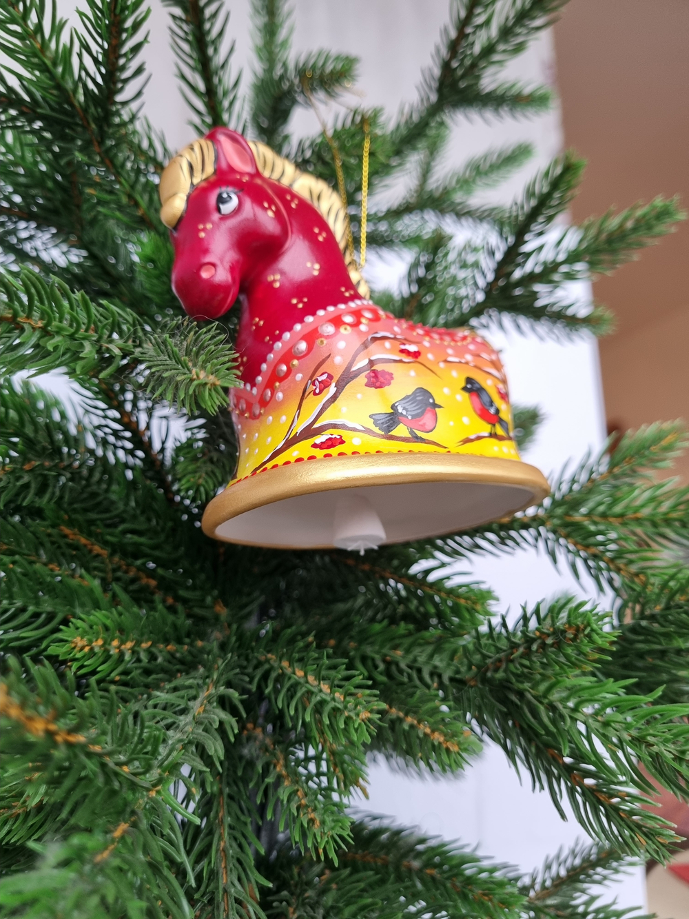 Лошадка- колокол ёлочная игрушка из фарфора