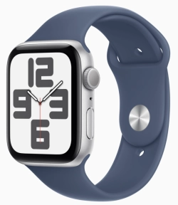 Apple Watch SE 2024 GPS 44mm Silver Aluminum Case with Sport Band Denim (Спортивный ремешок цвета Джинсовый) (M/L, 160–210 mm) MXER3