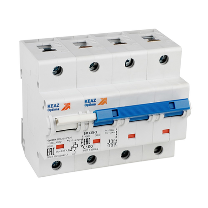 Автоматический выключатель с независимым расцепителем OptiDin BM125-3C125-НР-8In-УХЛ3 КЭАЗ