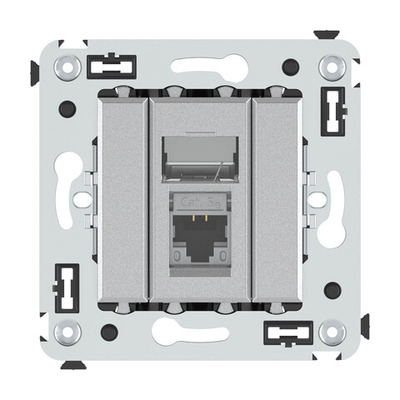 Компьютерная розетка RJ-45 в стену, кат.5e одинарная экранированная, "Avanti","Закаленная сталь"