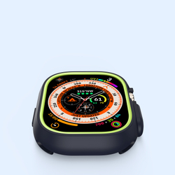 Чехол-бампер для часов Apple Watch Ultra 1 и 2 размер 49мм, темно-синий с зелеными вставками (Midnight/Green) от Dux Ducis, серия Bamo Series Case