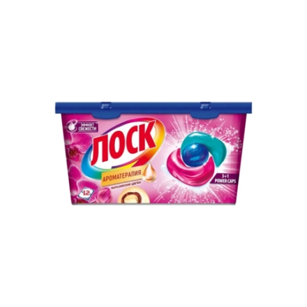 Капсулы для стирки ЛОСК Ароматерапия Малазийский цветок для светлого и цветного белья, 12 капсул