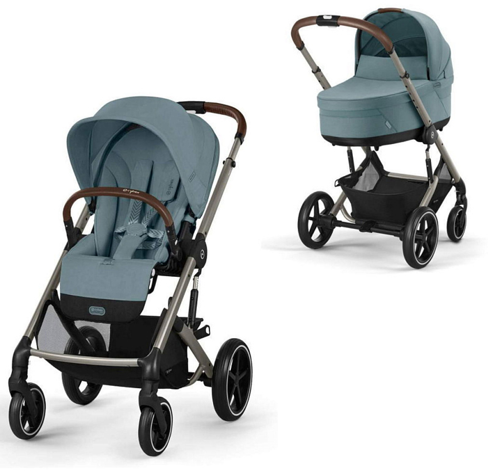Коляска Cybex Balios S Lux TPE 2025 Cloud G i-Size Fog Grey 3 в 1 Stormy Blue с дождевиками