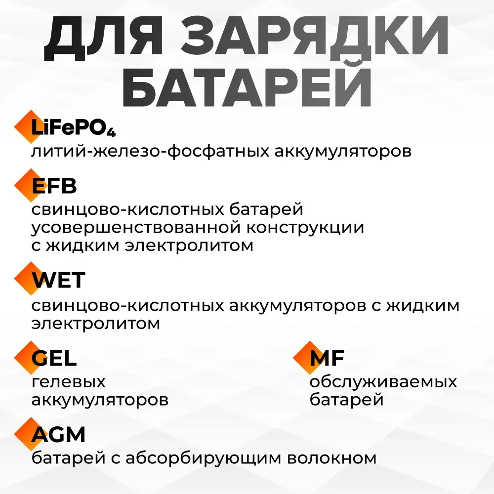Зарядное устройство для аккумуляторных батарей VOLAT VT-BC1207E 12V 7A AGM GEL WET LiFePO4 Интеллектуальное