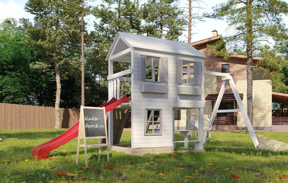 Детский игровой домик с качелями и горкой Монако