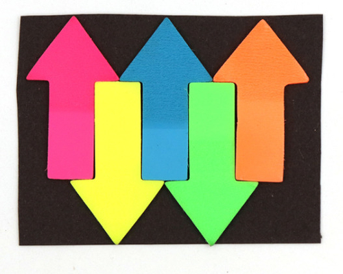 Закладки самоклеющиеся пластиковые фигурные 5 цвета(ов) *25 шт. Стрелки неон (200751615)