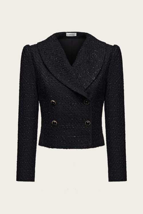 Черный укороченный твидовый жакет "Эдит"