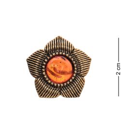 AM-2419 Кольцо «Анютины глазки» (латунь, янтарь)