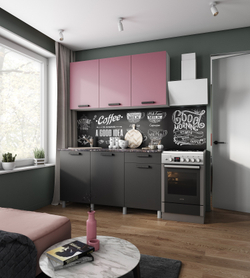 Кухня Осло, 1,5м Карбон Сакура/Карбон Вулкан