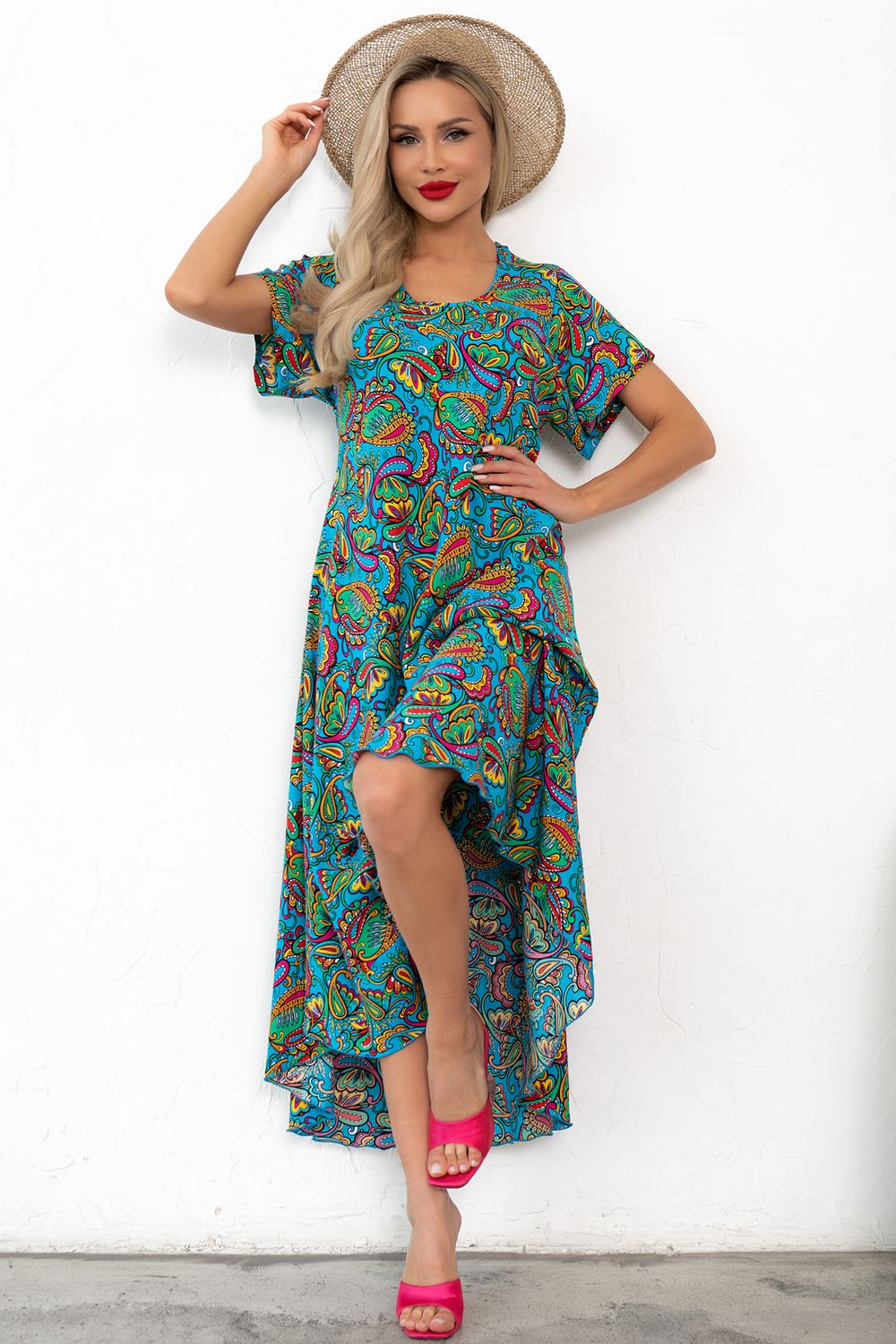 Платье Магия лета (синий/узор)-54р-р Р11-867/35 Nikol