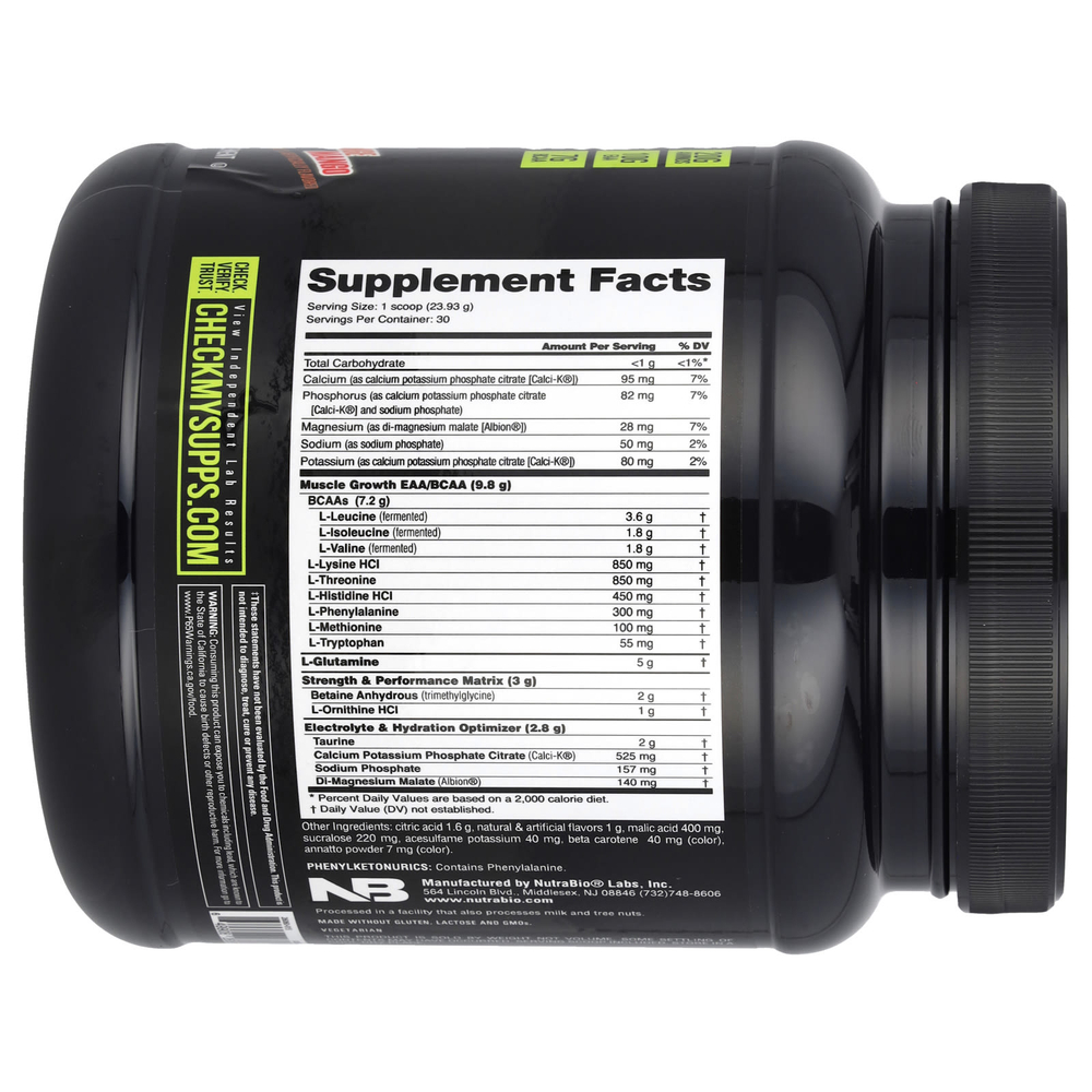 NutraBio, Intra Blast, заряд аминокислот во время тренировки, со вкусом апельсина и манго, 718 г (1,6 фунта)