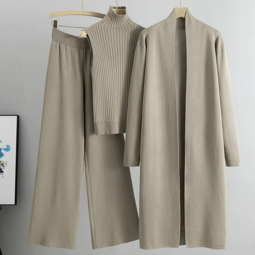 Женский комплект-тройка: кардиган, топ и брюки