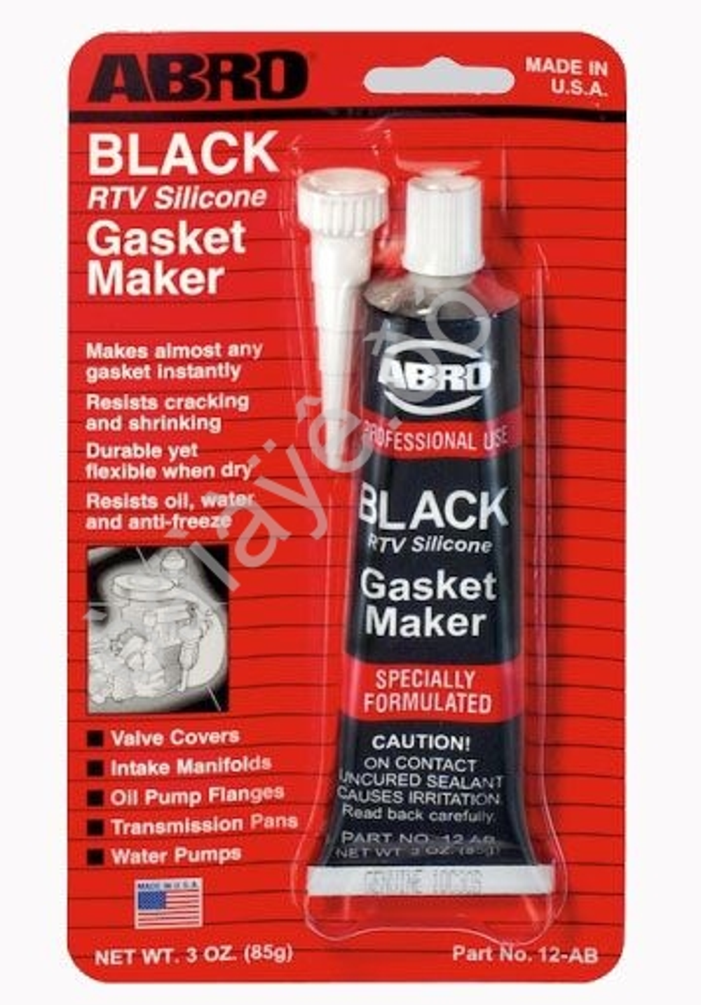 Герметик АБРО черный большой силикон 85г А12В