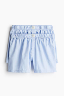 H&M Набор трусов-боксеров из хлопка ( 2 шт.), свето-голубой