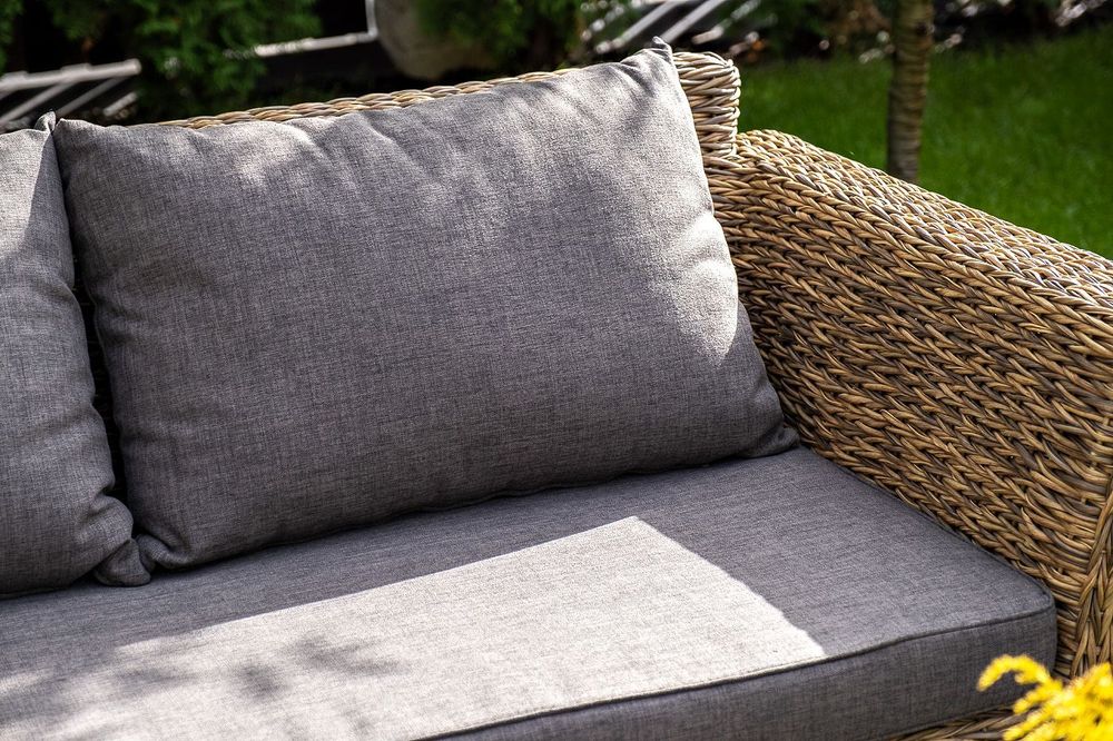 "Капучино" диван из искусственного ротанга (гиацинт) двухместный, цвет соломенный