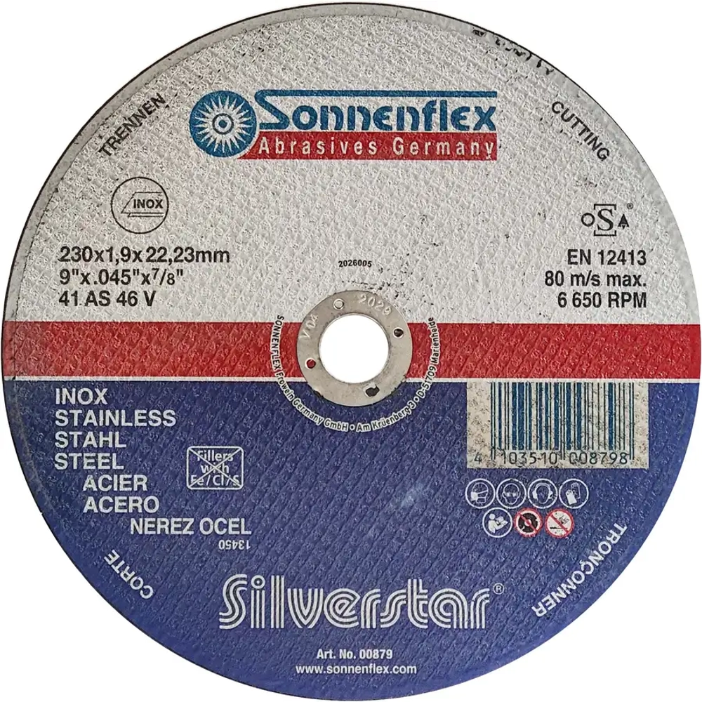 Абразивный отрезной диск Silverstar 230x1,9x22,23 мм A46V F41 INOX 00879 SFMC