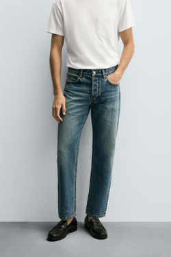 ZARA ДЖИНСЫ STRAIGHT FIT REGULAR, ВЫЦВЕТШИЙ СИНИЙ