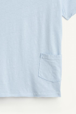 ZARA ФУТБОЛКА ИЗ СМЕСИ ХЛОПКА И ЛЬНА, ПАСТЕЛЬНО-ГОЛУБОЙ