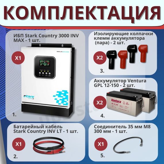 Комплект ИБП SC 3000 INV MAX + GPL 12-150 х 2 шт.