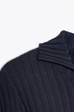 ZARA ДЖЕМПЕР С ВОРОТНИКОМ ПОЛО В РУБЧИК, МОРСКОЙ СИНИЙ