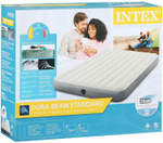 Мaтрас нaдувной Intex 64144 Pillow Rest King 183х203х25 см / Крoвать нaдувная Интeкс двухспальная велюровая королевского размера со встроенным подголовником