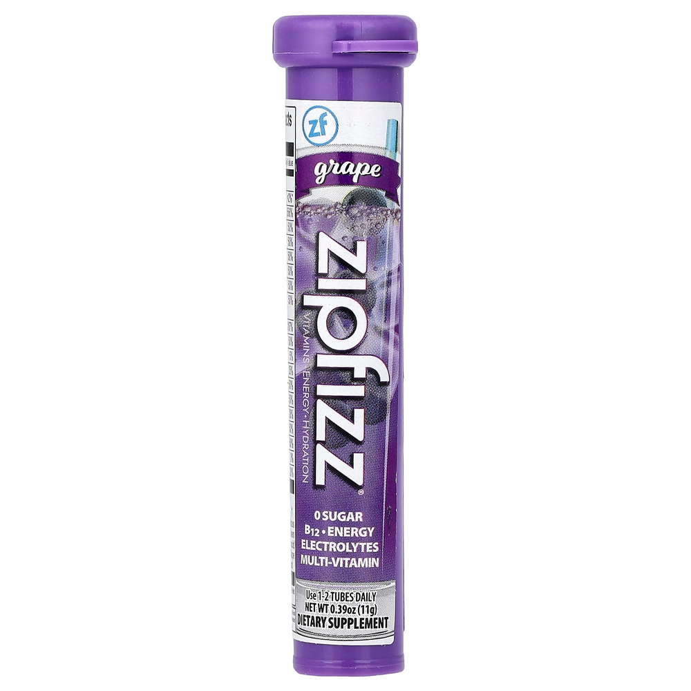Zipfizz, Смесь для энергетических напитков, виноград, 20 тюбиков, 11 г (0,39 унции)