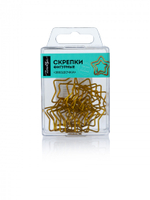 Скрепки фигурные звездочка L30 мм. 12 шт., пластиковая коробка, золотые Глобус