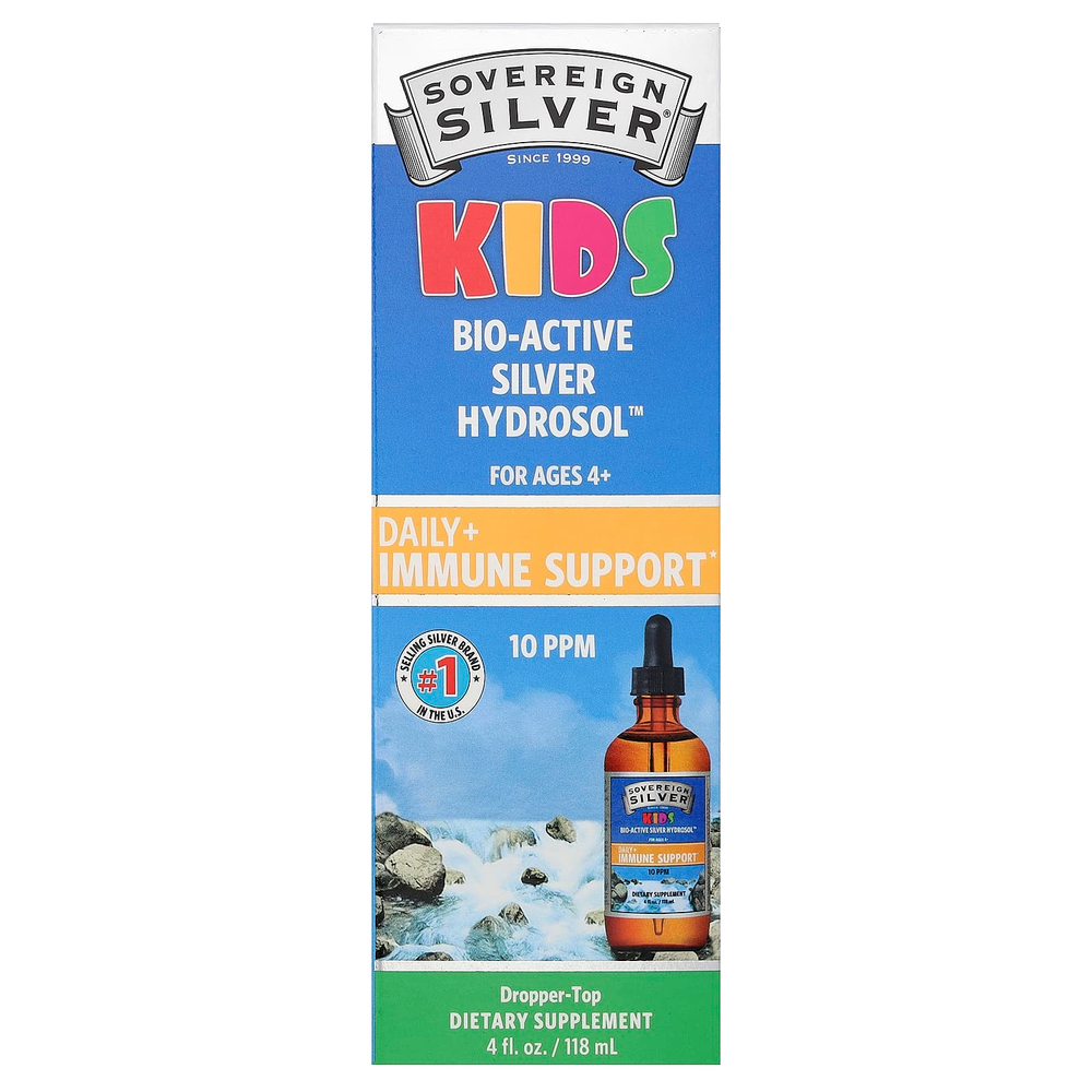 Sovereign Silver, Kids Bio-Active Silver Hydrosol™, для детей от 4 лет, 118 мл (4 жидк. унции)