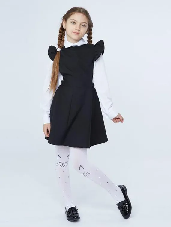 Школьный сарафан, цвет черный, рост 128