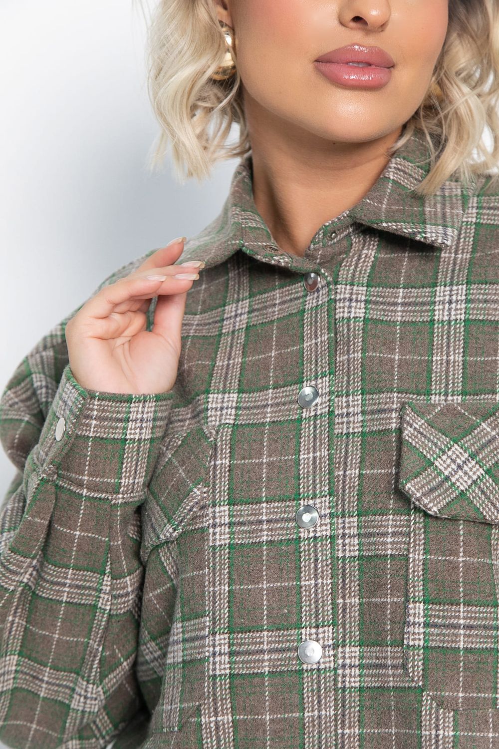 Пальто-рубашка Хармони (зелено-коричневая) Б15040-5М LT Collection