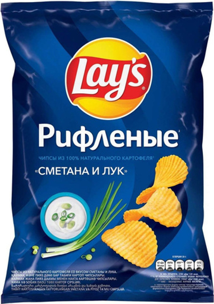 Lays чипсы из натурального картофеля сметана/лук 140гр.. блок 19шт.