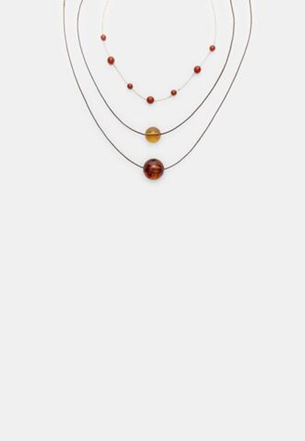 STRADIVARIUS Комплект из 3 ожерелий из бусин, золотой