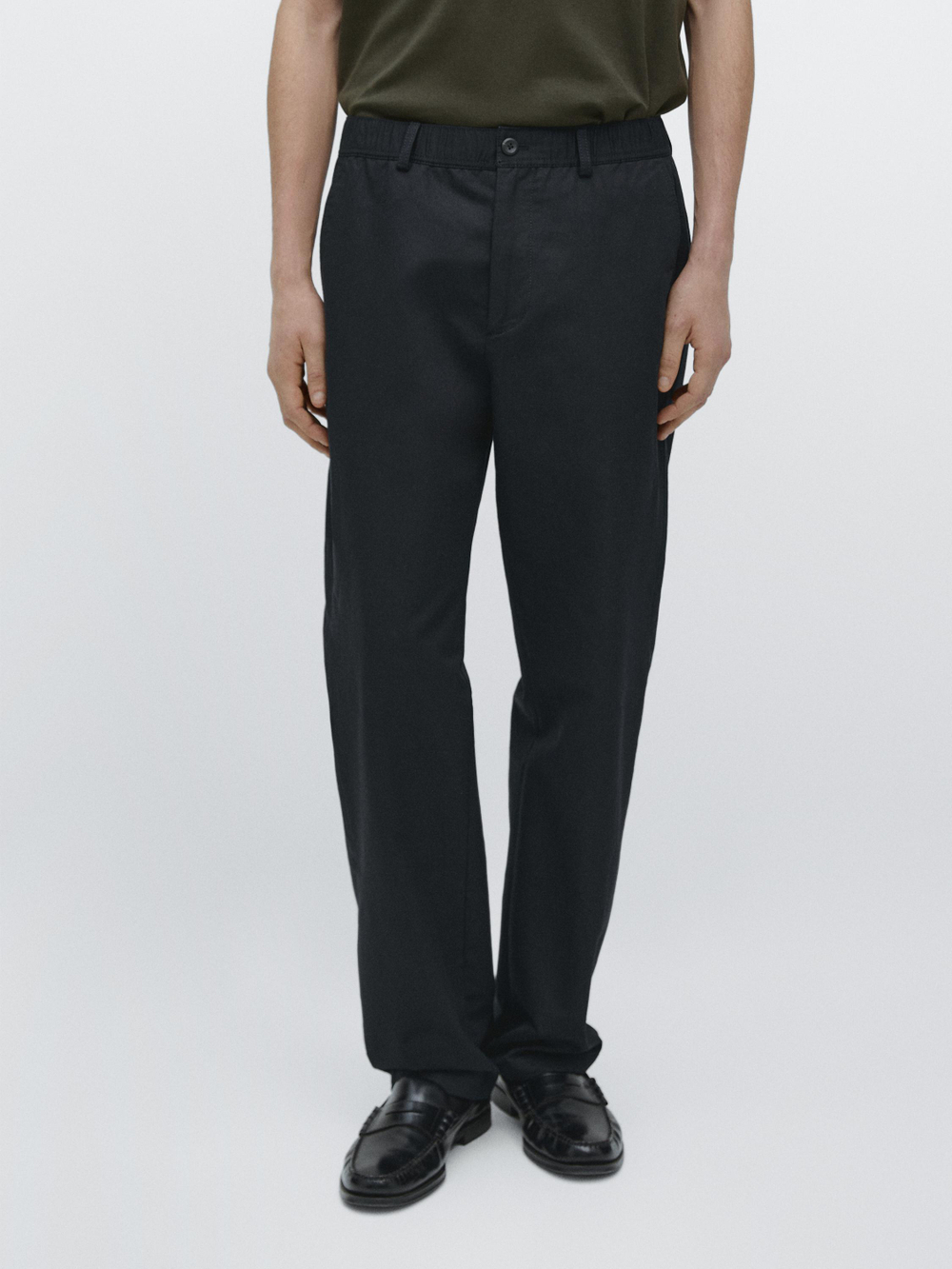 Massimo Dutti Хлопковые льняные брюки-джоггеры, темно-синий