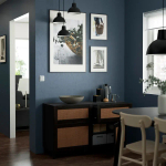 Комбинация для хранения - IKEA BESTÅ/BESTA, 120х42х74 см, черно-коричневый/плетеный тополь, БЕСТО ИКЕА