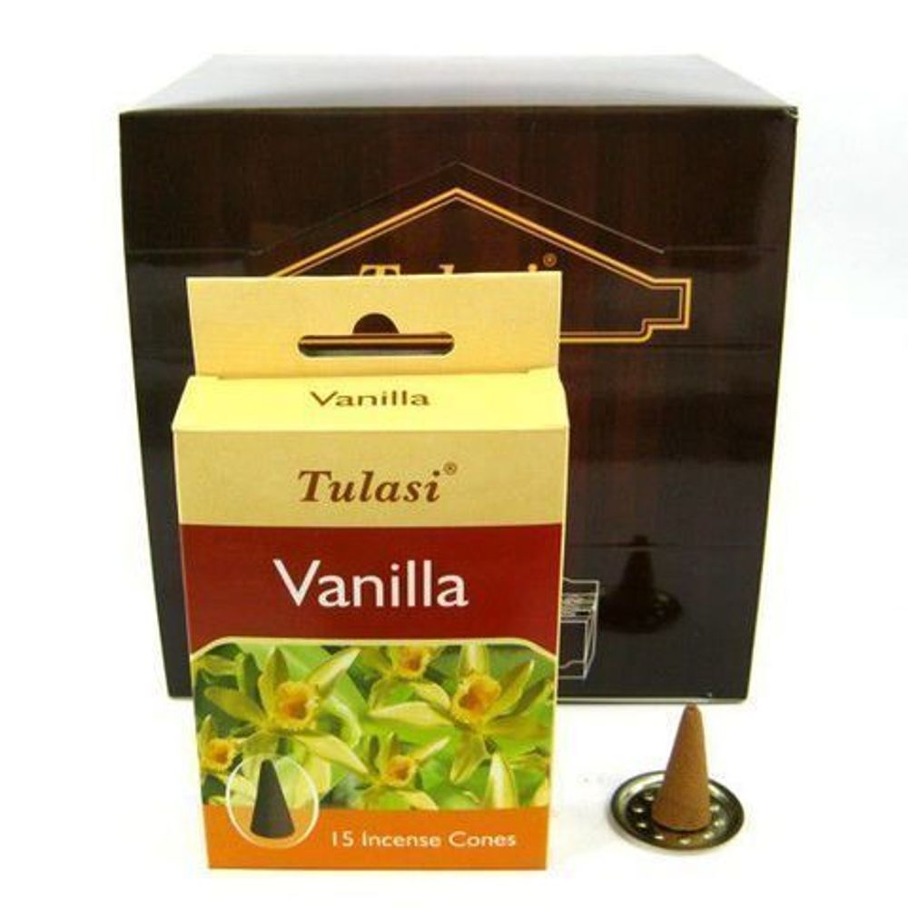 Tulasi Vanilla Благовоние-конус Ваниль, 15 шт